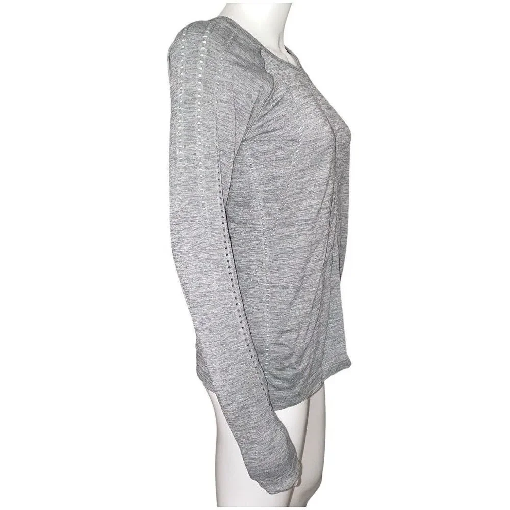 Athleta Foothill Seamless Long Sleeve Heathered Gray Women’s Athletic Top Size M